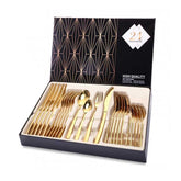 24-Piece Stainless Steel Gold Silverware Set
